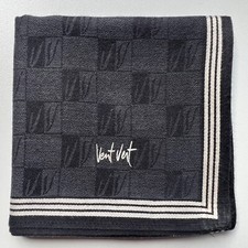 HANDKERCHIEF VINTAGE MEN'S ART BLACK SOLID PLAIN POCKET SQUARE COTTON 18" B0382