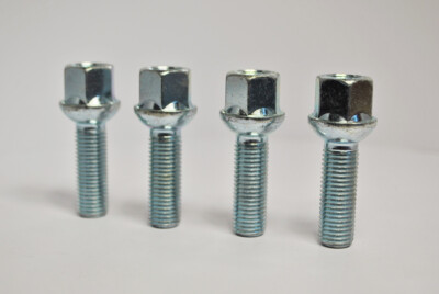 4 x M12 x 1.5, 30mm Thread, Radius Wheel Bolts (Silver)