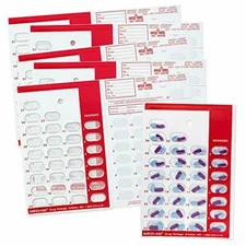 Monthly 31 Day Medication Blister Cards Cold Seal 6 pack (Red)