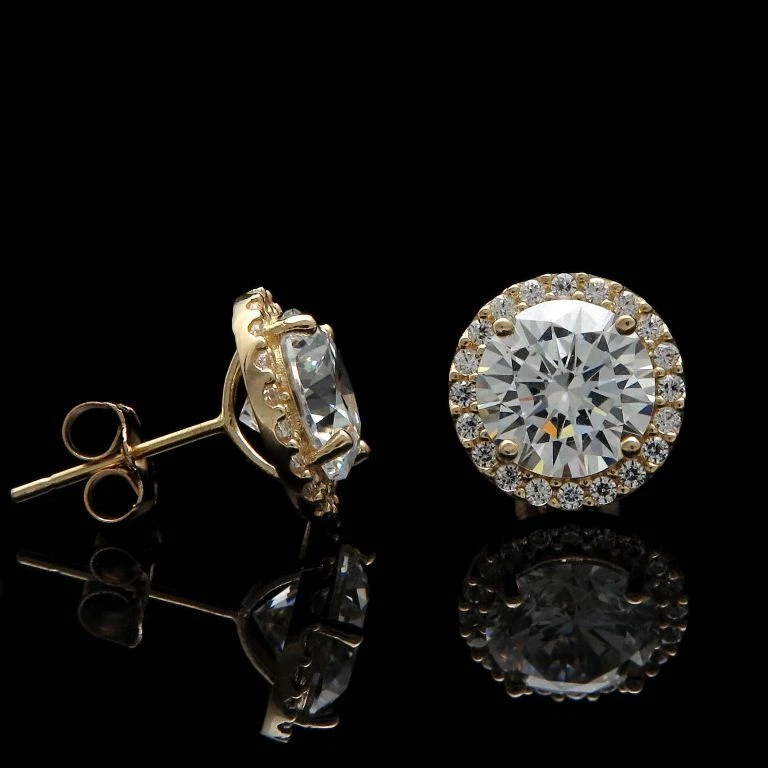 2.99ct Round Cut Beautiful MOISSANITE D/VVS1 Stud Earrings 14k Solid Yellow Gold - Image 3 of 3