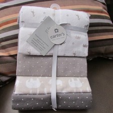 Carters Baby Basic 4 Pack Baby Unisex Infant Receiving Blankets Elephants Gray