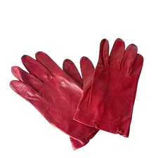 Vintage 80s Red Leather Driving Gloves Small Buttery Soft Lightweight Crimson