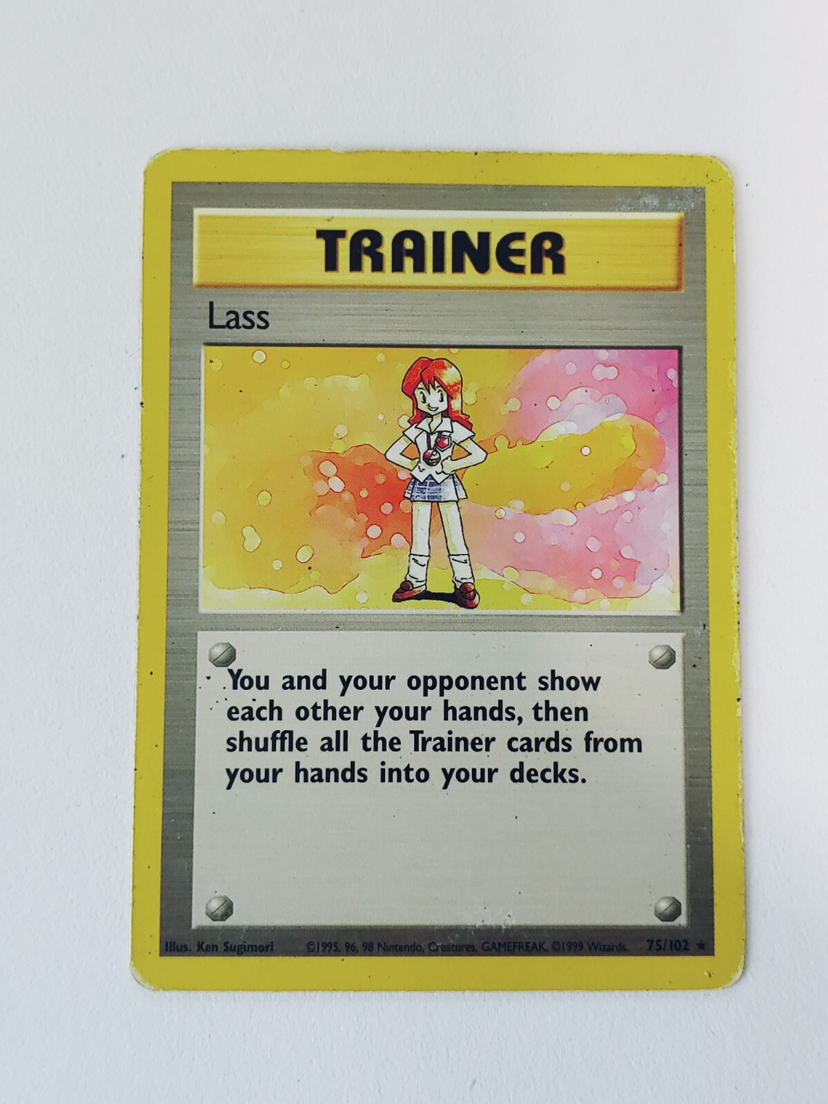 Lass 75/102 Shadowless Base Set Rare Trainer WOTC 1999 Pokemon Card- MP