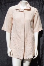  149 NEW CHICO  S Pale Pink Eyelet Linen Zip Long Topper Jacket Top sz S 0 US 4 6
