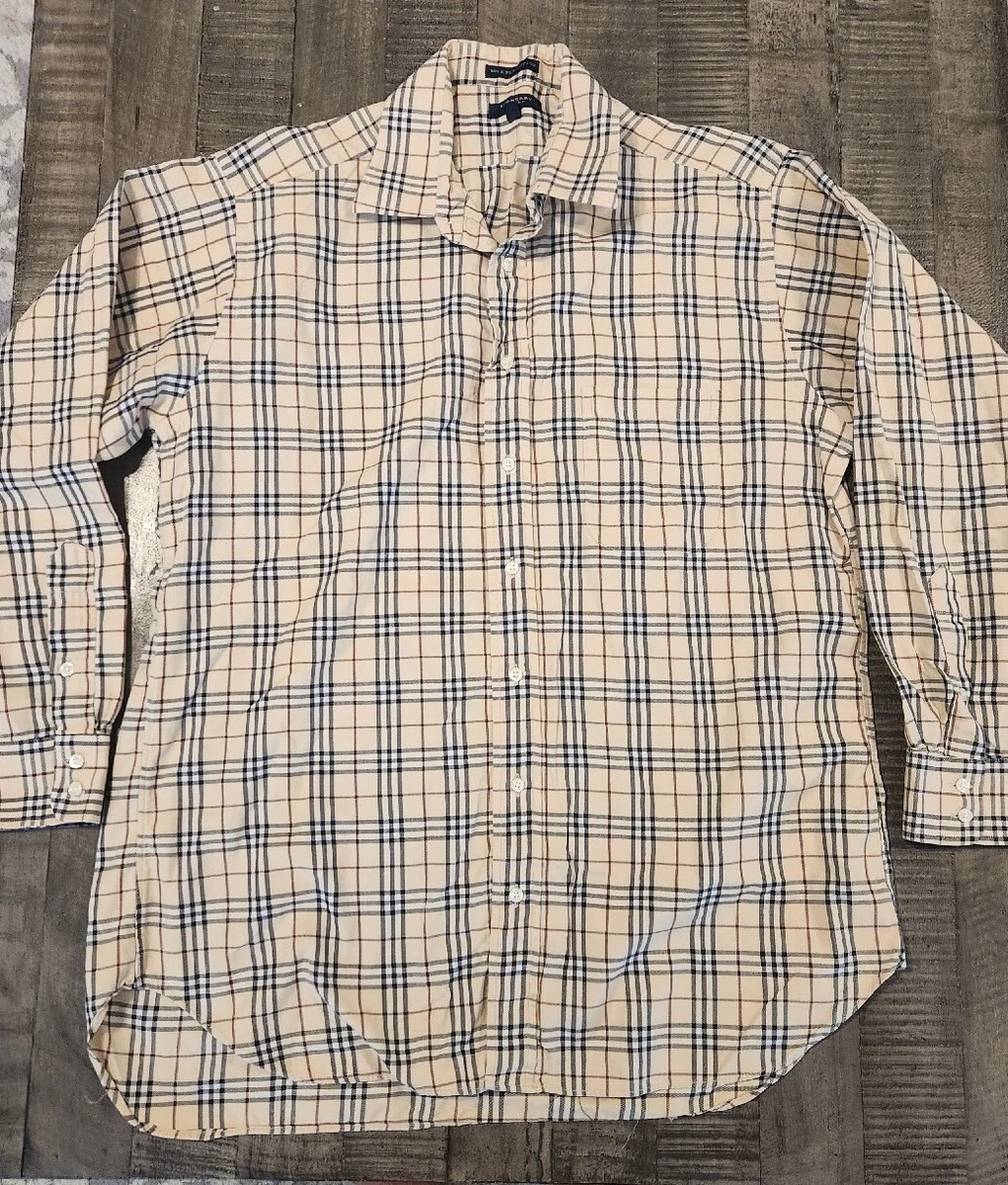 Burberry London Beige Nova Check Long Sleeve Button Front Shirt XL Burberry