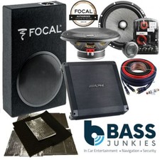 Focal 8" 250W Car Sub & 6.5" Speakers & Alpine 600W Amp & Sound Deadening