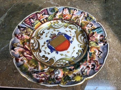 Vtg Capodimonte Italian Petite Porcelain Pedestal Serving Dish 3.5”h, 6”dia - 第 5/7 張圖片