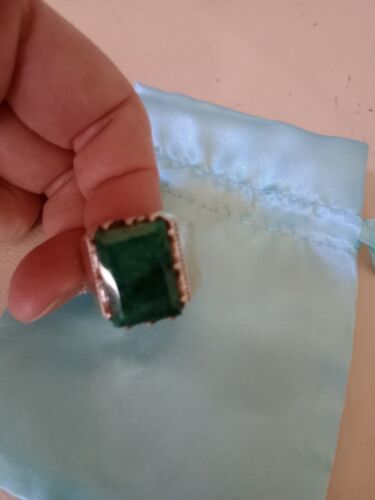 Men's large emerald beryl 925 sterling silver ring - Imagen 1 de 4