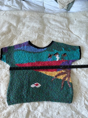 Maglia lavorata a mano rete Gauguin maniche corte taglia unica vintage 100% cotone - Foto 6 di 11