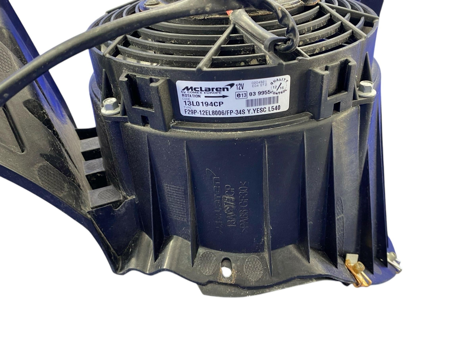 2016-2021 MCLAREN 570S REAR RIGHT AUXILIARY COOLING FAN MOTOR AIR DUCT UNIT