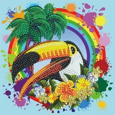 Rainbow Toucan Crystal Art Card Kit Craft Buddy New