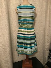 Banana Republic Stripe Sleeveless Summer Dress Blue And Green Stripes Size 4