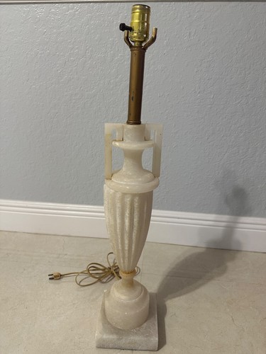 Large Vintage Mid-Century Neoclassical Grecian Urn Alabaster Marble Lamp 28” - Picture 2 of 13