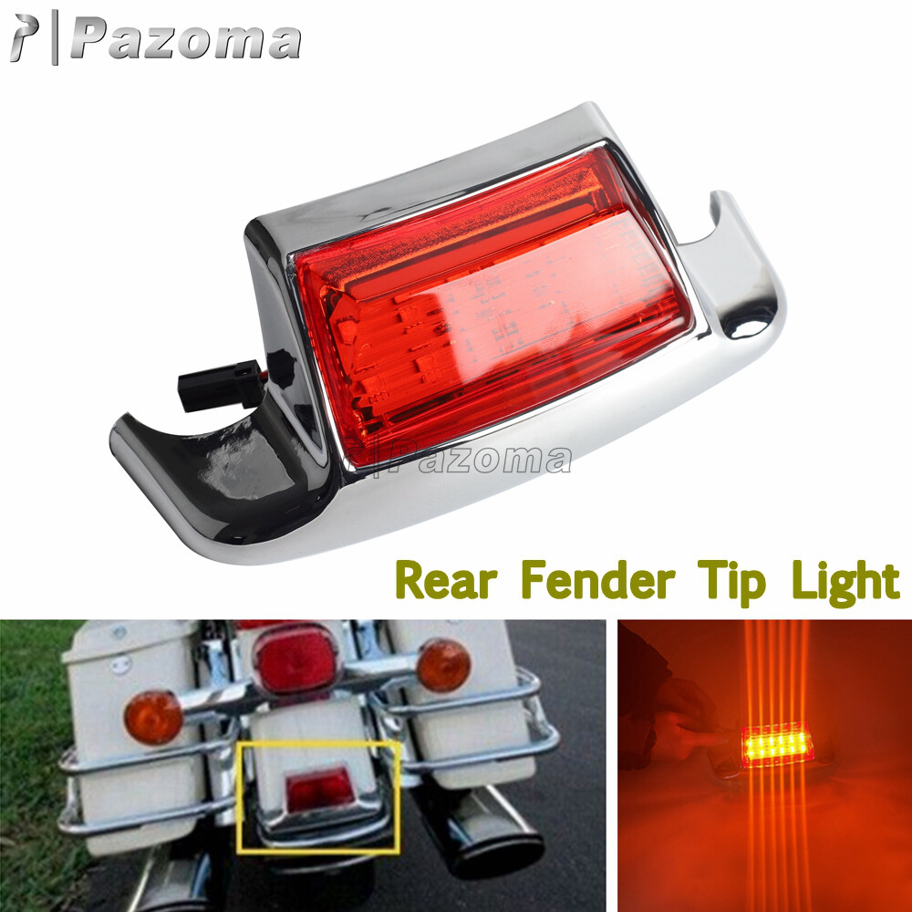 Motorcycle Rear Fender Lamp Red LED Tip Light For Harley Heritage