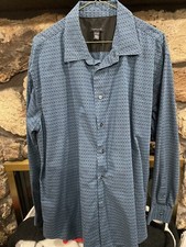 Mens VanHeusen Dress shirt Size 17-17.5 Blue Black check