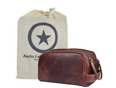 10'' Premium Leather Toiletry Travel Pouch With Waterproof Lining | King-Size ...