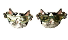 Lunch At Ritz Cat Sunglasses Post Earrings Enamel with rhinestones (LATR 2GO)