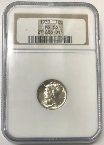1939 Silver Mercury Winged Liberty Head Dime 10C NGC MS66