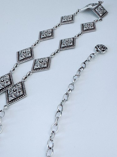 AU Women Retro Bohemian Ethnic Silver Diamond Shape Chip Metal Chain Dress Belt - Picture 14 of 17