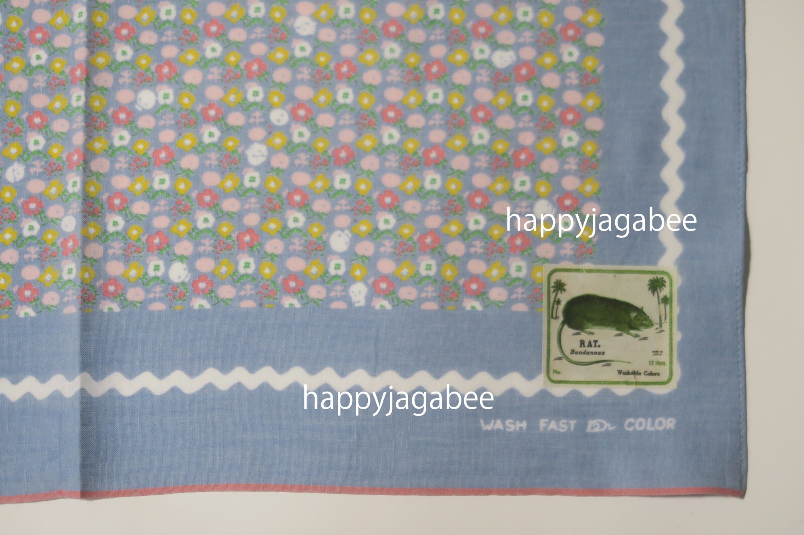 *Kapital Capital Fast Color Bandana " Skull & Flower " Sax EK-1367BAA