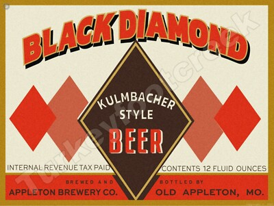 Black Diamond Beer Label 9'' x 12'' Metal Sign