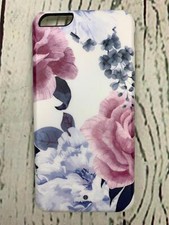 Flexible Hard TPU Cover Floral Pink Purple Fits iPhone 6 Plus