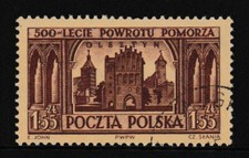 Used 1.55PZ " 500th ANNIV. POMERANIA'S RETURN TO POLAND " Poland 1954