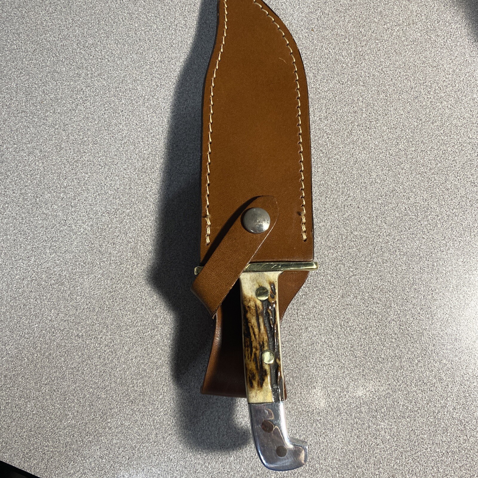 Custom Western Knife W45 Bowie With Sheath & Stag Handle Beautiful