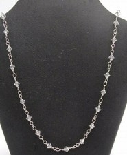 38" Necklace made w/ Swarovski Crystal Clear Bicone & Rhodium Plated Chain 