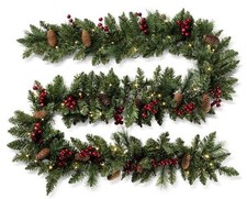 9 ft. Christmas Crestwood Spruce Garland with Battery Operated Warm White LED...