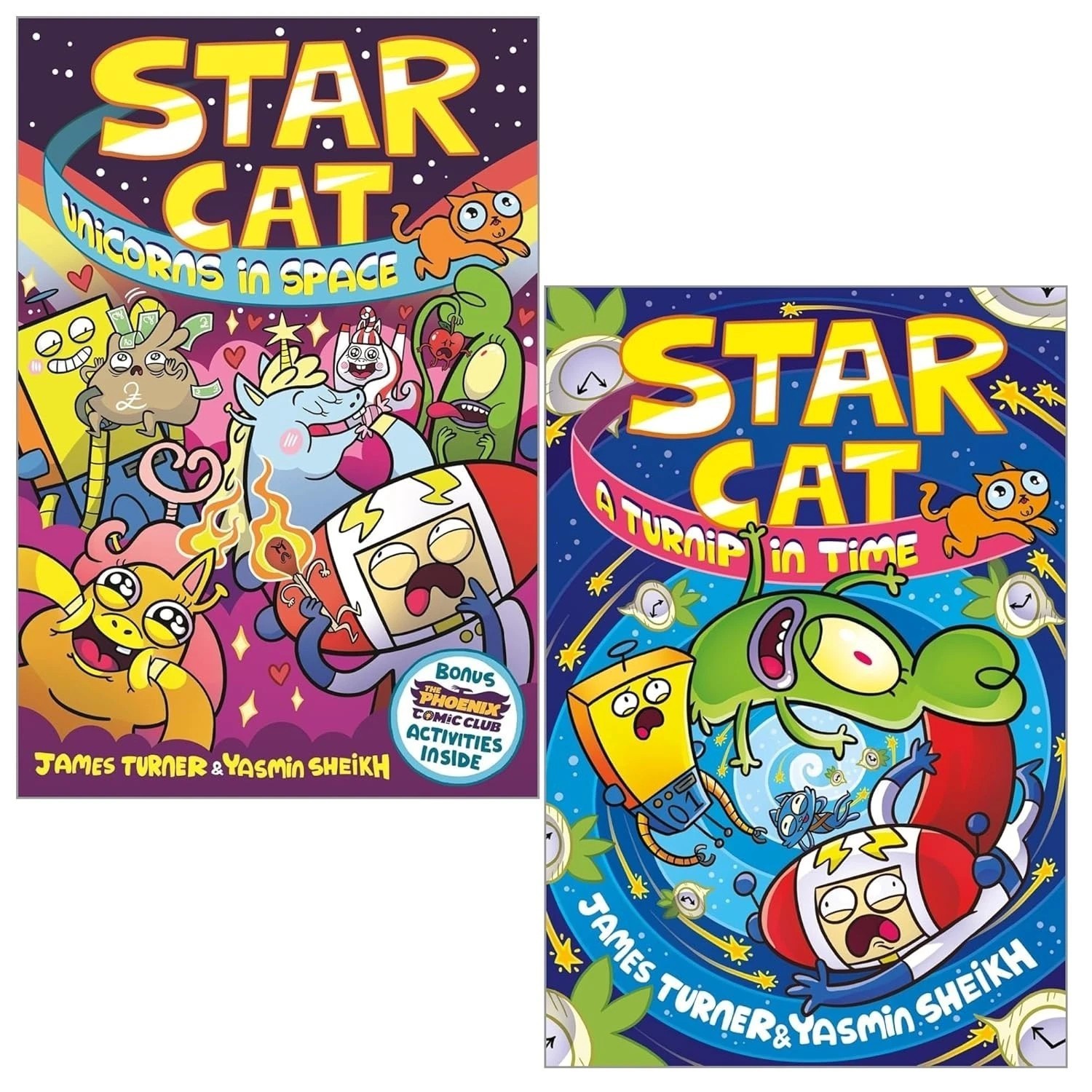 Various Publishers Star Cat Series 2 Books Collection Set By James Turner (A Turnip In Time!, Unicorns In Space!) - Image 5