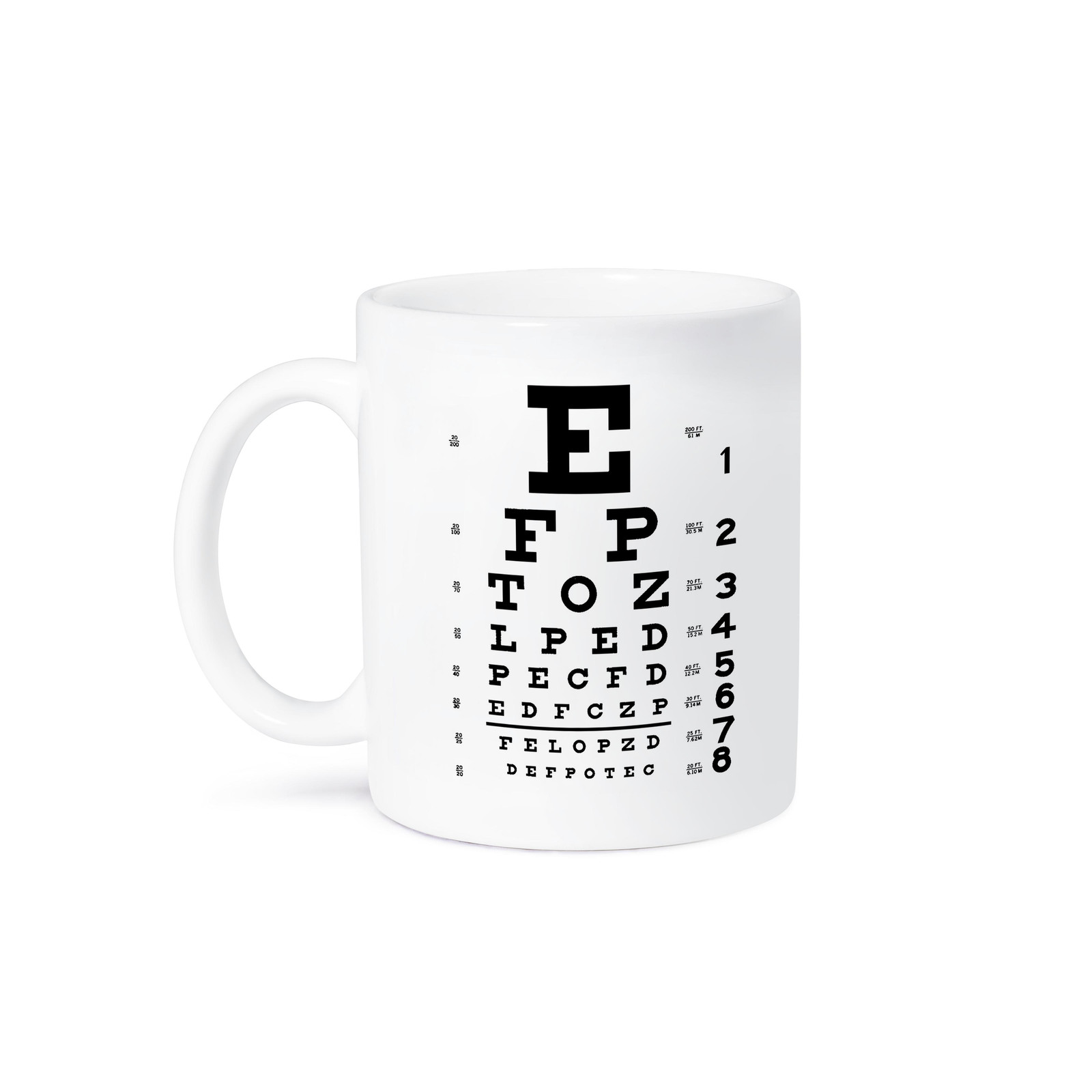 3dRose Eye Chart Alphabet Black Coffee Mug