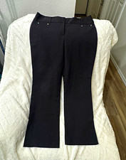 Nine West Women’s Black Flat Front Straight Leg Dress Pants Pockets Size 8