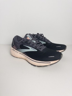Brooks Ghost 14 Shoes Womens US 9 CM 26 Black Blue Logo Running Sneakers