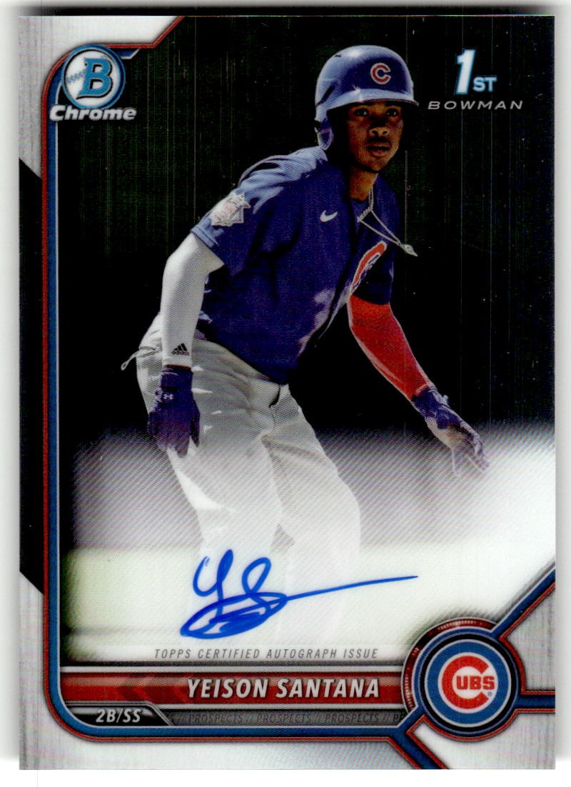 2022 Bowman Yeison Santana Chrome Prospects Autographs #CPA-YS Auto