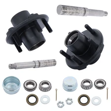 Pack of 2 Trailer Axle Kits w/ 5 on 4.5" Bolt Hub & 1" Round BT8 Spindle 2000lbs