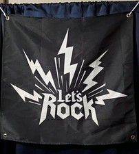 LET'S ROCK Canvas Banner 30" x 30" Blk N White