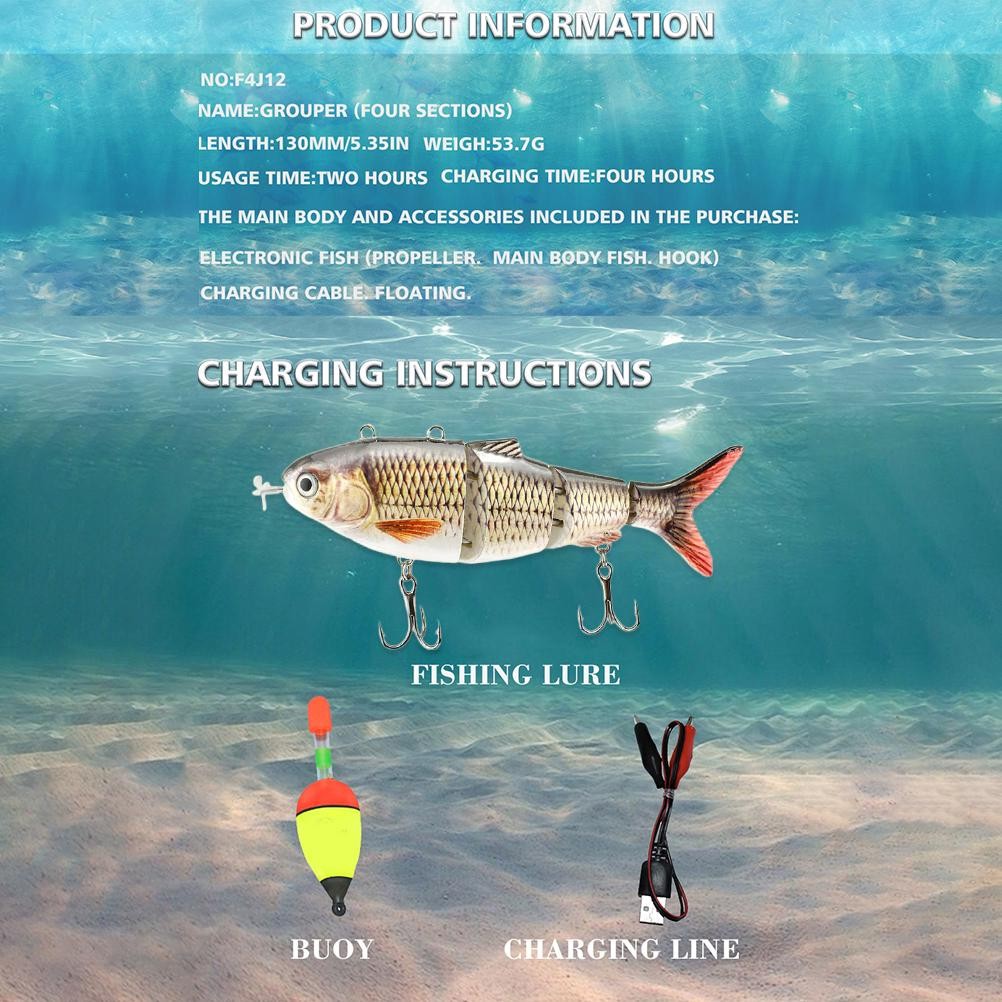 Robotic Swimming Fishing Electric Lures USB Rechargeable Lures Multi Jointed