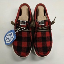Hey Dude Women's Wendy Buffalo Plaid Red/Black NIB 2025