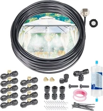 Misters for outside Patio 26FT, Misting System with Filter, 9 Brass Misting Nozz