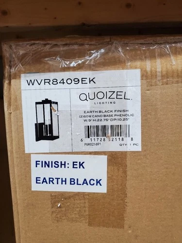 QUOIZEL WVR8409EK Modern Wall Sconce 22.75 Earth Black 2-Light Outdoor Light - Picture 2 of 3