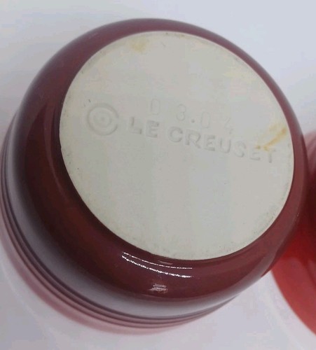 Lote Juego De 2 Tazas Natillas LE CREUSET Rojo Ramekins Gres Utensilios De Cocina Franceses - Imagen 5 de 8