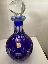 German Blue Cobalt Hand Cut Crystal Glasses Decanters/ Nachtmann