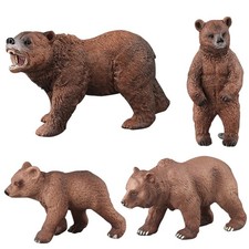 4 Pieces Bear Figurine Realistic Bear Toy Hand-Painted for School Projects,