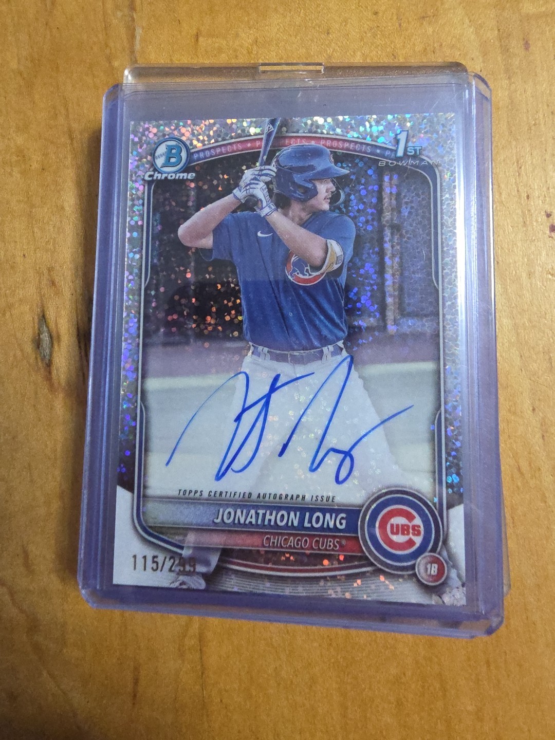 2025 Bowman Chrome Jonathon Long Speckle Auto 1st Bowman /299 Cubs