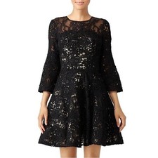 Monique Lhuillier ML Black Lace Classy Dress Size 12 Holiday Party Wedding Guest