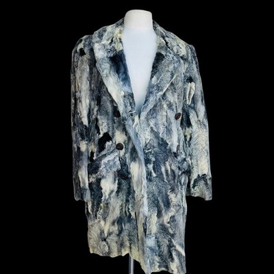 Vintage CORTEFIEL SPAIN Coat Womens Size 36 Black Ivory Fur Wooden Button RARE