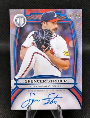2025 TOPPS TRIBUTE TA-SST SPENCER STRIDER AUTO SP BLUE /150 ATLANTA BRAVES