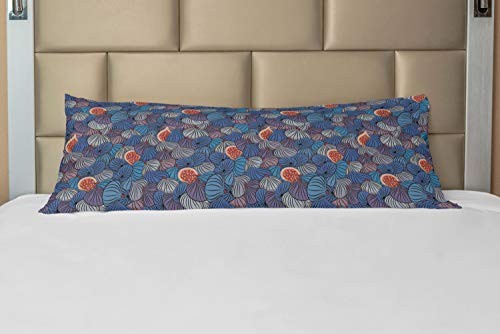 Fruit Body Pillow Case Cover with Zipper, Half Whole Fig Fruits Purple Grey - Bild 1 von 2