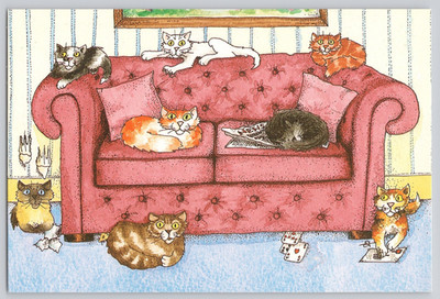 Postcard Cats on Sofa Elizabeth Titcomb Art PH Topics UK Living Room
